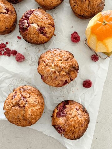 Raspberry Sourdough Muffins