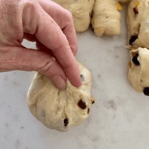 How to shape sourdough hot cross buns