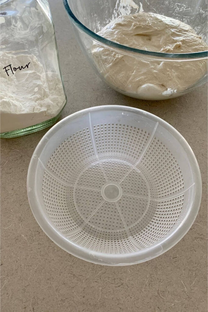 Use a ricotta basket as a banneton for sourdough bread