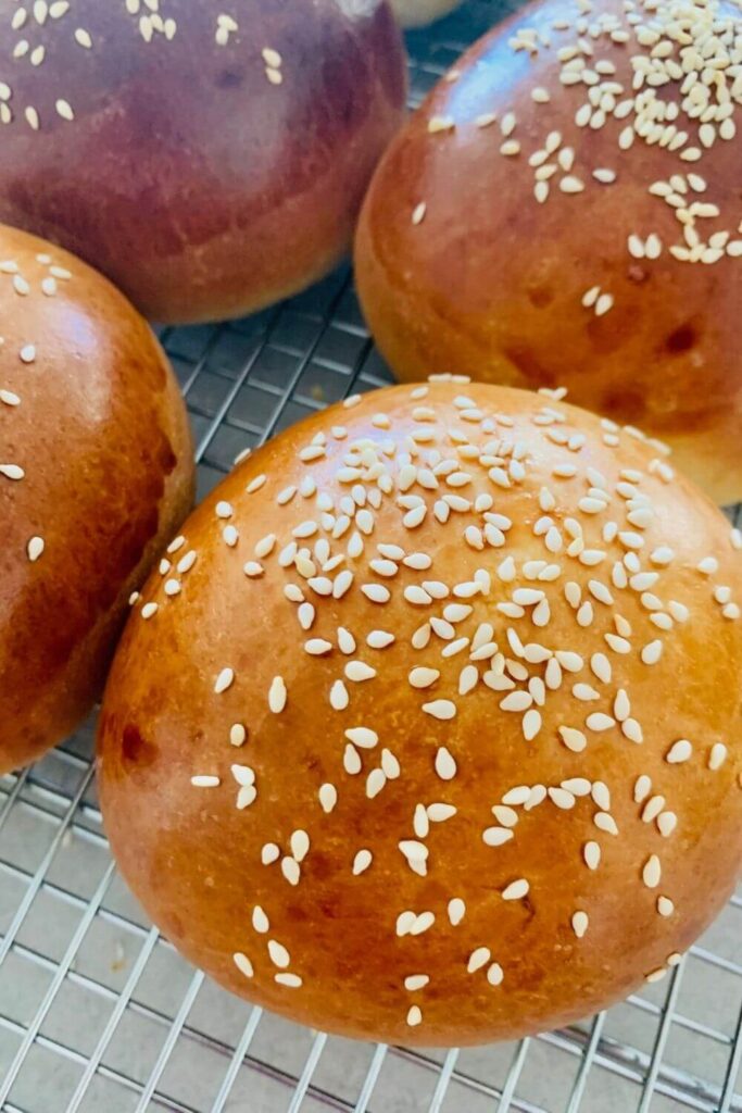 Quick easy sourdough hamburger buns made in the Thermomix