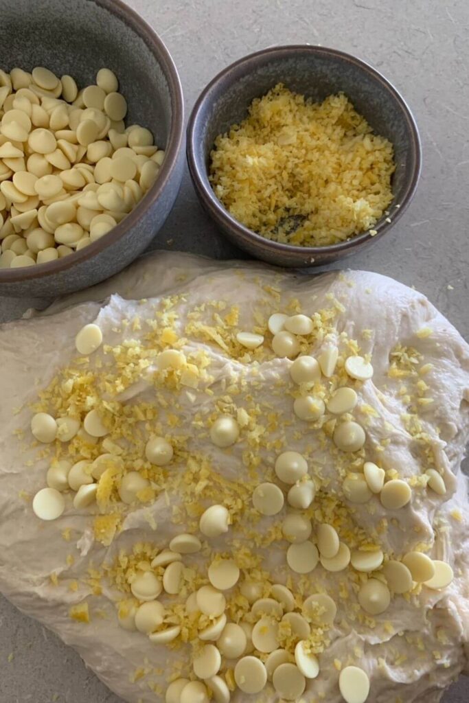 Lemon and white chocolate sourdough bread