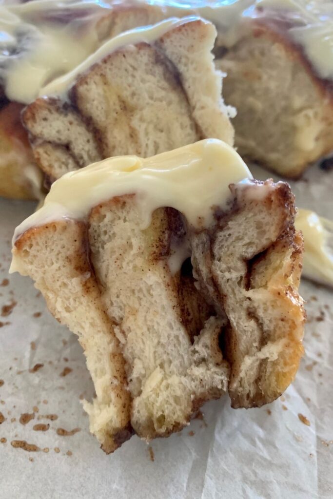 Fluffy sourdough cinnamon rolls.