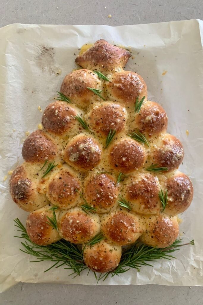 Cheese and Garlic Sourdough Christmas Tree Bread