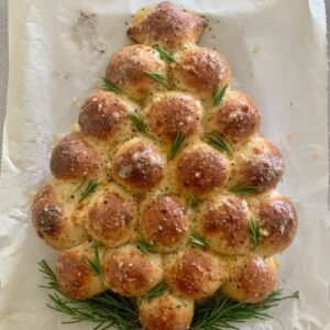 Sourdough Christmas Tree Pull Apart Loaf with Cheese and Garlic