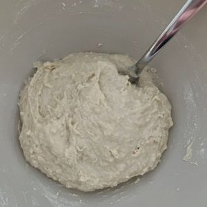 Mixture of sourdough starter, flour, milk and sugar to leave covered on the counter overnight.