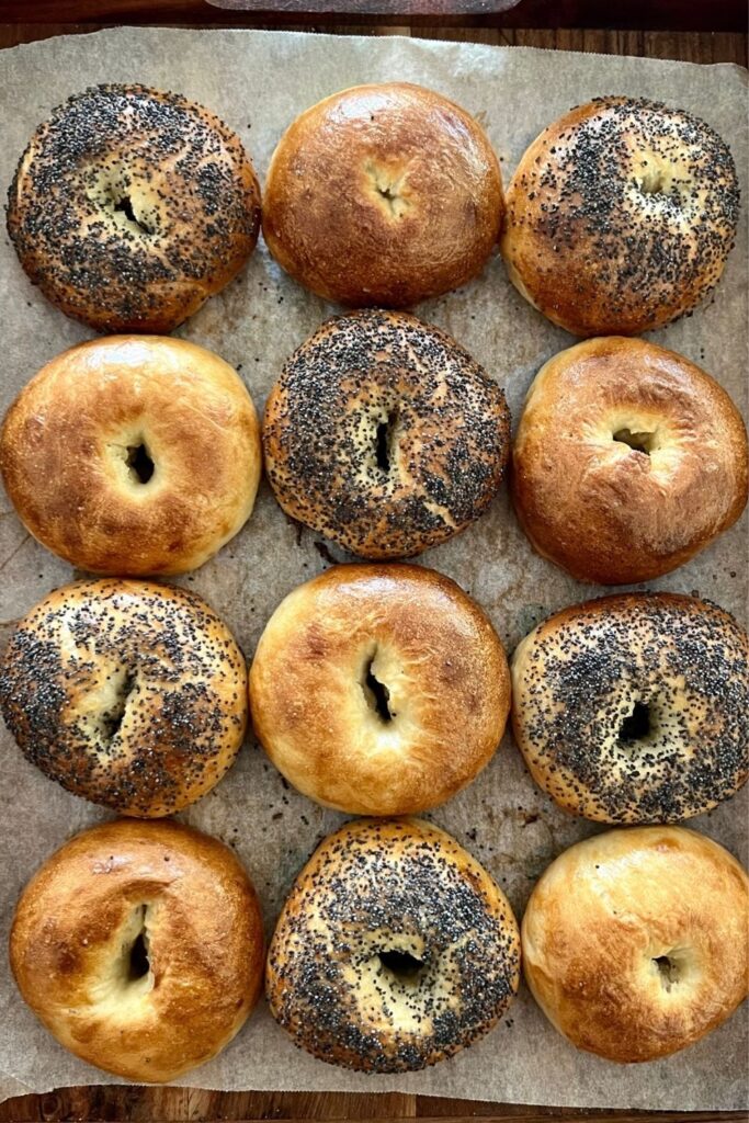 Sourdough Egg Bagels sitting in a tray