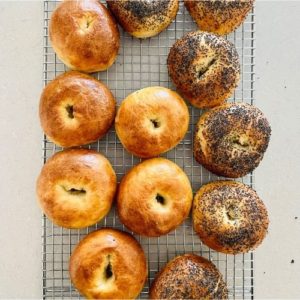 Allow sourdough egg bagels to cool on wire rack.