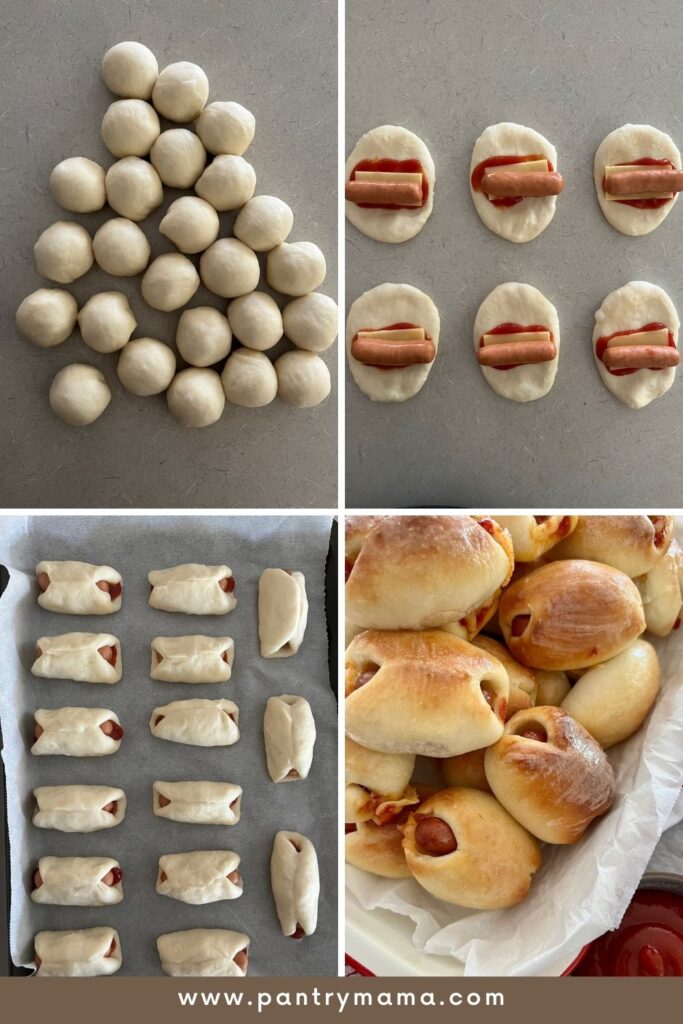 Sourdough pigs in blankets process shots