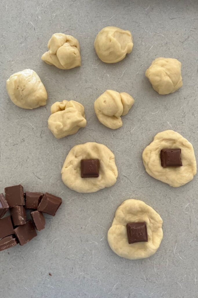 Shaping sourdough brioche donut balls