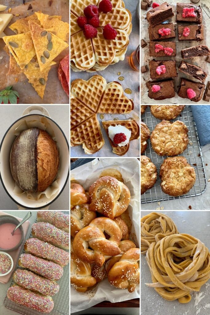 Sourdough Discard Recipes - collage of 6 recipes featured in the post