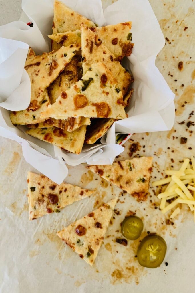 Sourdough Discard Crackers flavored with jalapeno and cheddar