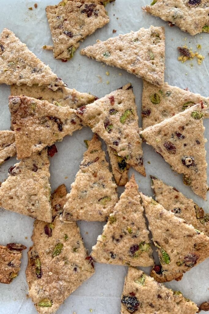 Sourdough Discard Cranberry and Pistachio Lavosh