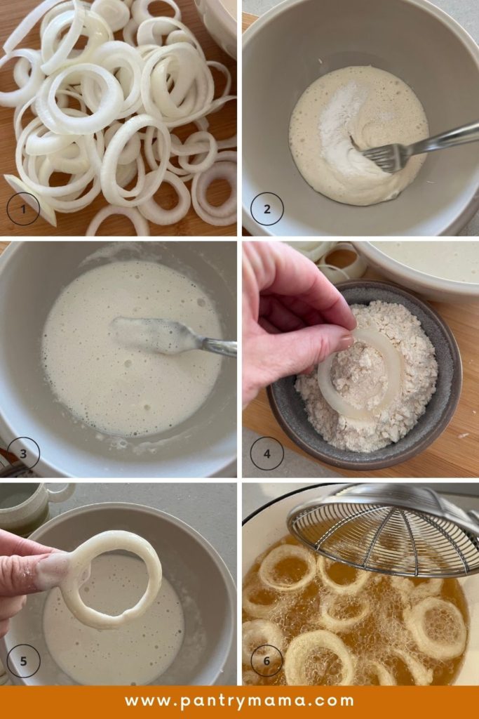 Sourdough onion rings process photos