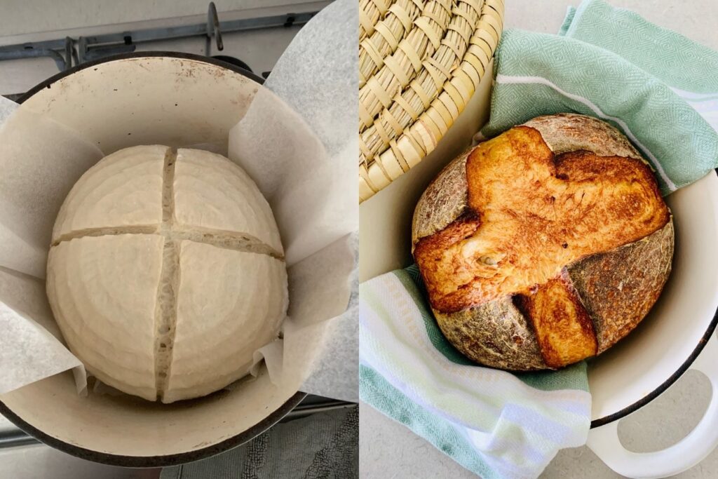 Sourdough scoring with a simple cross design