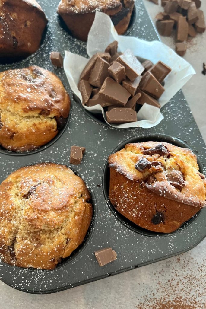 Sourdough chocolate chunk muffins