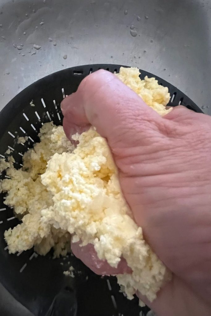 Squeezing butter by hand after making in Thermomix