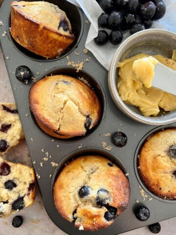 OVERNIGHT SOURDOUGH BLUEBERRY MUFFINS