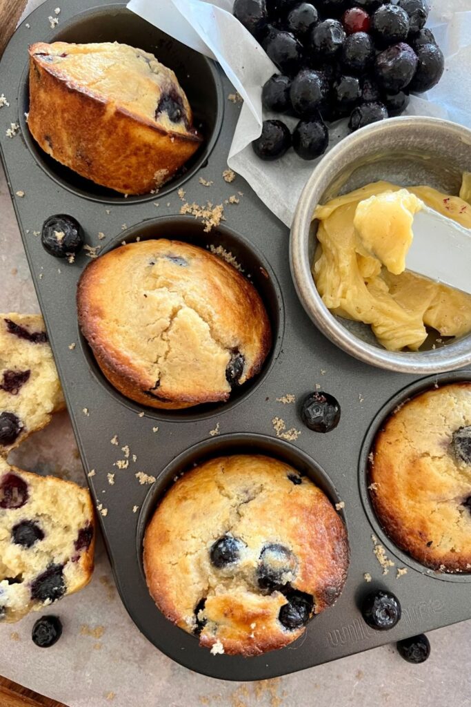 OVERNIGHT SOURDOUGH BLUEBERRY MUFFINS