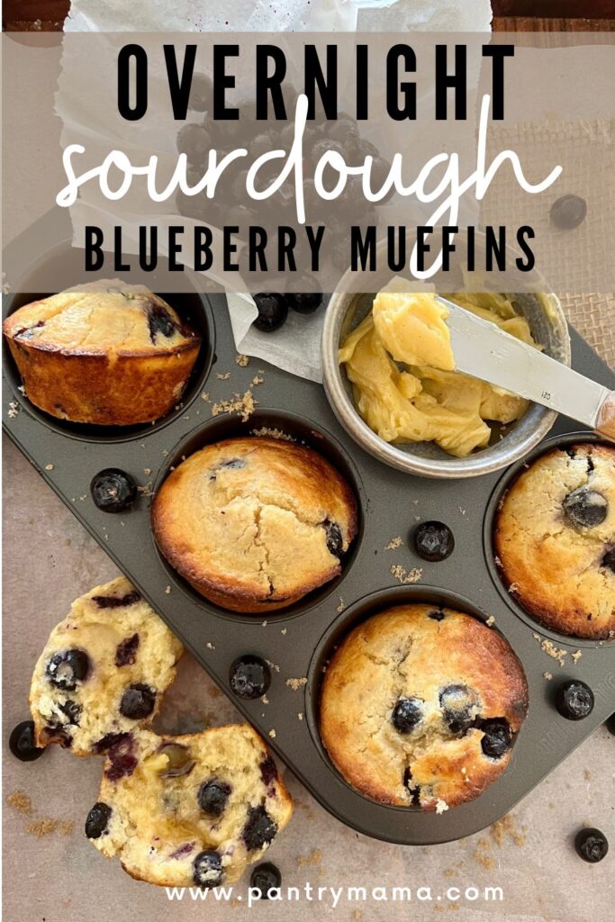 OVERNIGHT SOURDOUGH BLUEBERRY MUFFINS - PINTEREST IMAGE