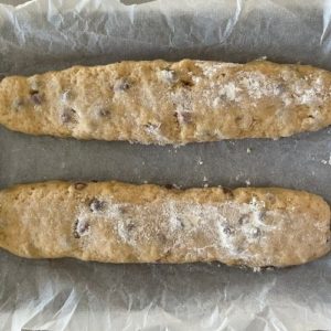 Form the sourdough biscotti dough into two logs