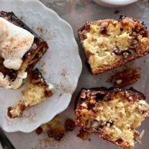 SOURDOUGH COFFEE CAKE WITH CINNAMON PECAN STREUSEL TOPPING