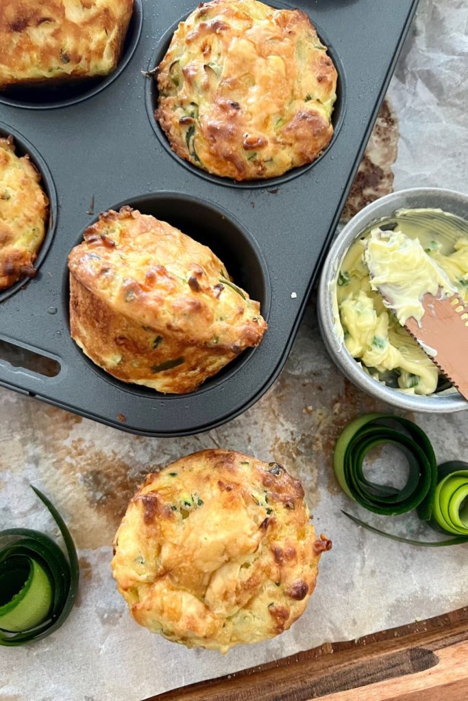 Sourdough Zucchini Muffins (with cheese and chives)