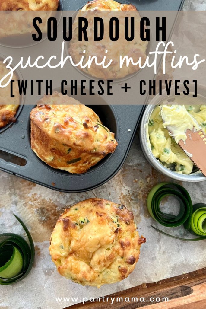 SOURDOUGH ZUCCHINI MUFFINS WITH CHEESE AND CHIVES - PINTEREST IMAGE