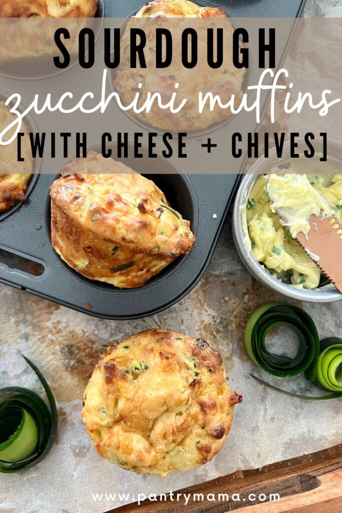 SOURDOUGH ZUCCHINI MUFFINS WITH CHEESE AND CHIVES - PINTEREST IMAGE