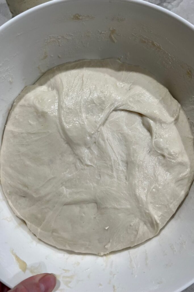 Same Day Sourdough Bread after bulk fermentation.