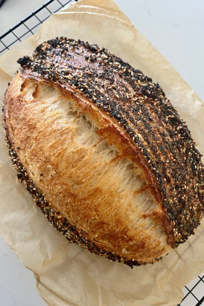 Dutch Oven Bread with Cheddar and Everything Bagel Seasoning