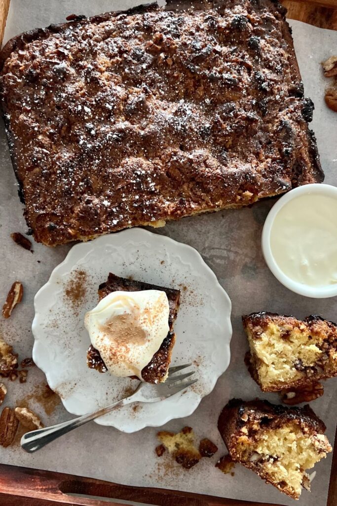 How to add sourdough discard to any recipe - including this cinnamon coffee cake.