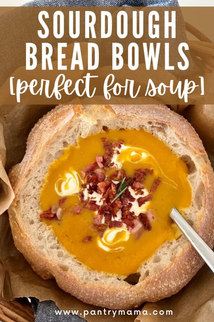 Homemade Sourdough Bread Bowls and Broccoli Cheese Soup