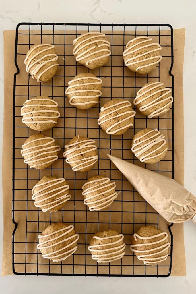 Sourdough Pumpkin Spice Cookies with a maple glaze.