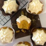 Sourdough Vanilla Cupcakes served with vanilla cream cheese frosting - Recipe Feature Image