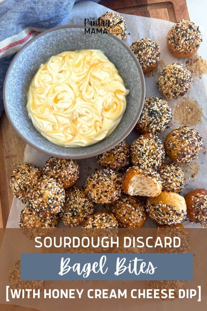 Sourdough Discard Bagel Bites with Honey Cream Cheese Dip - Pinterest Image