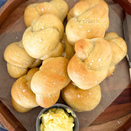 Sourdough Buttered Knot Rolls The Pantry Mama